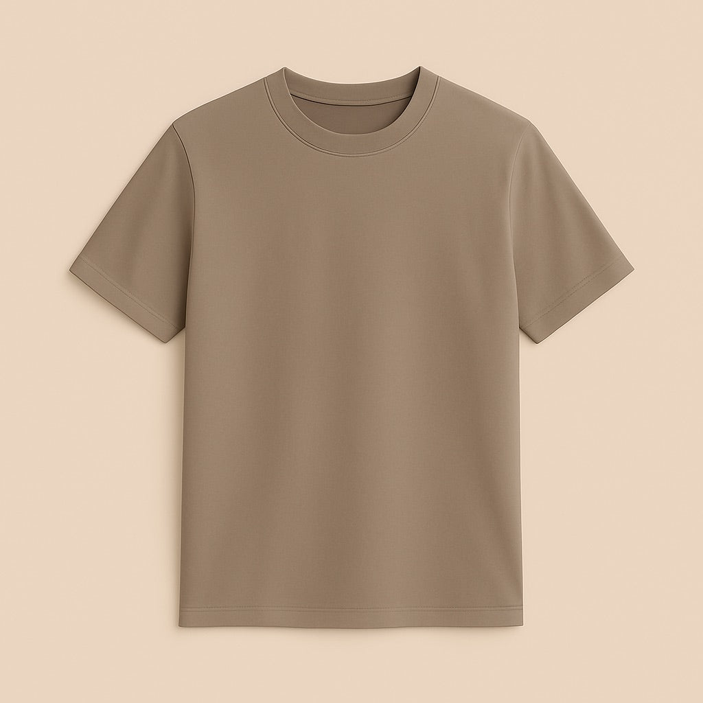 Dreamwithreem personalized basic tee in taupe color with a relaxed fit for everyday wear