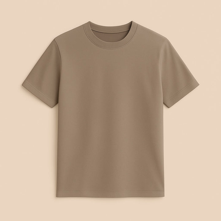 Dreamwithreem personalized basic tee in taupe color with a relaxed fit for everyday wear
