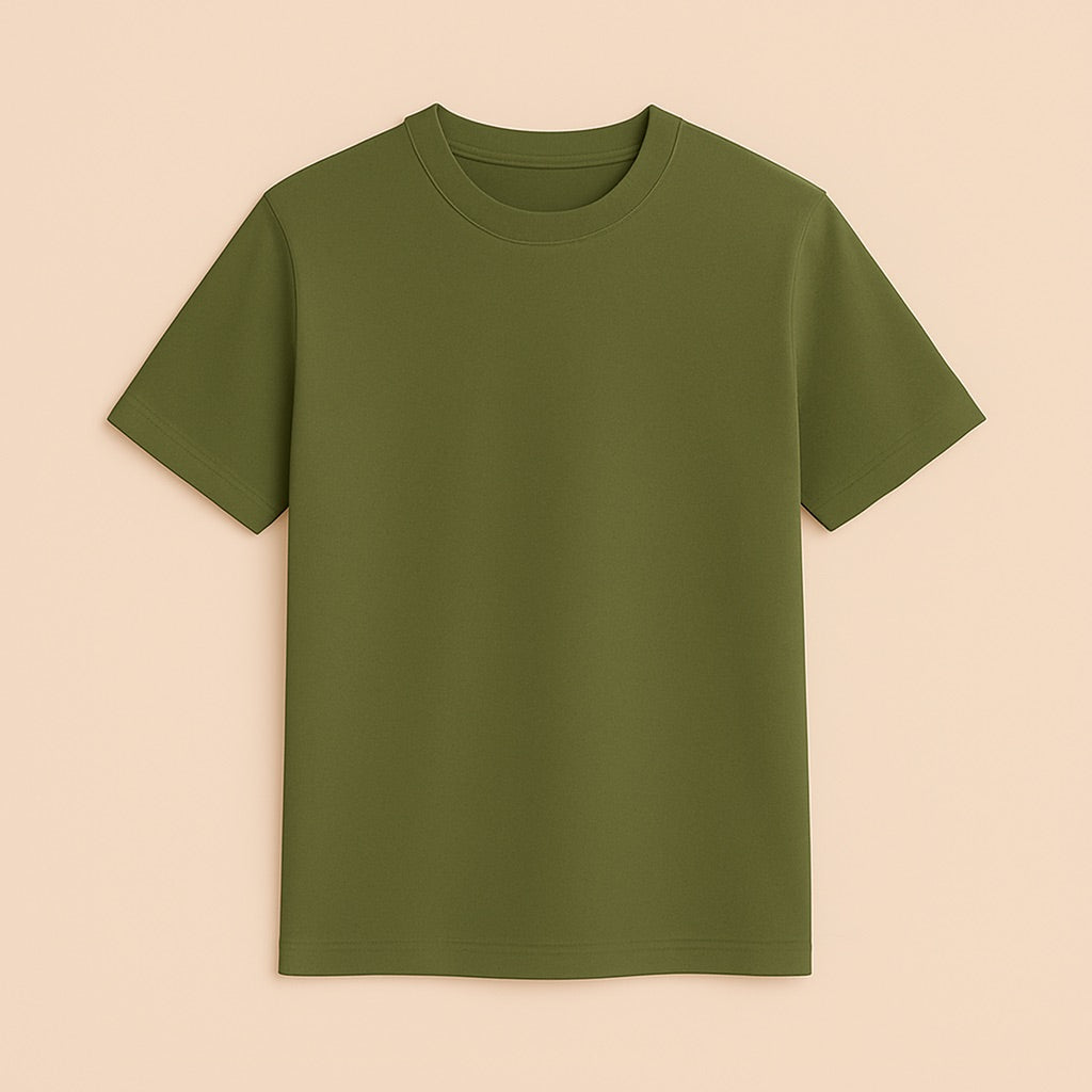 Dreamwithreem personalized basic tee in olive green, perfect for casual wear and customization
