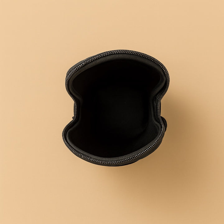 Interior view of a personalized bottle holder pouch in black, designed for stylish and practical use.