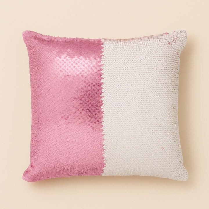 Personalized flip sequin cushion in pink and white for unique home decor