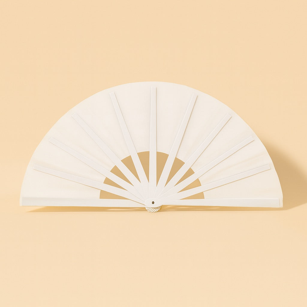 Dreamwithreem personalized folding fan in elegant white design for stylish summer outings