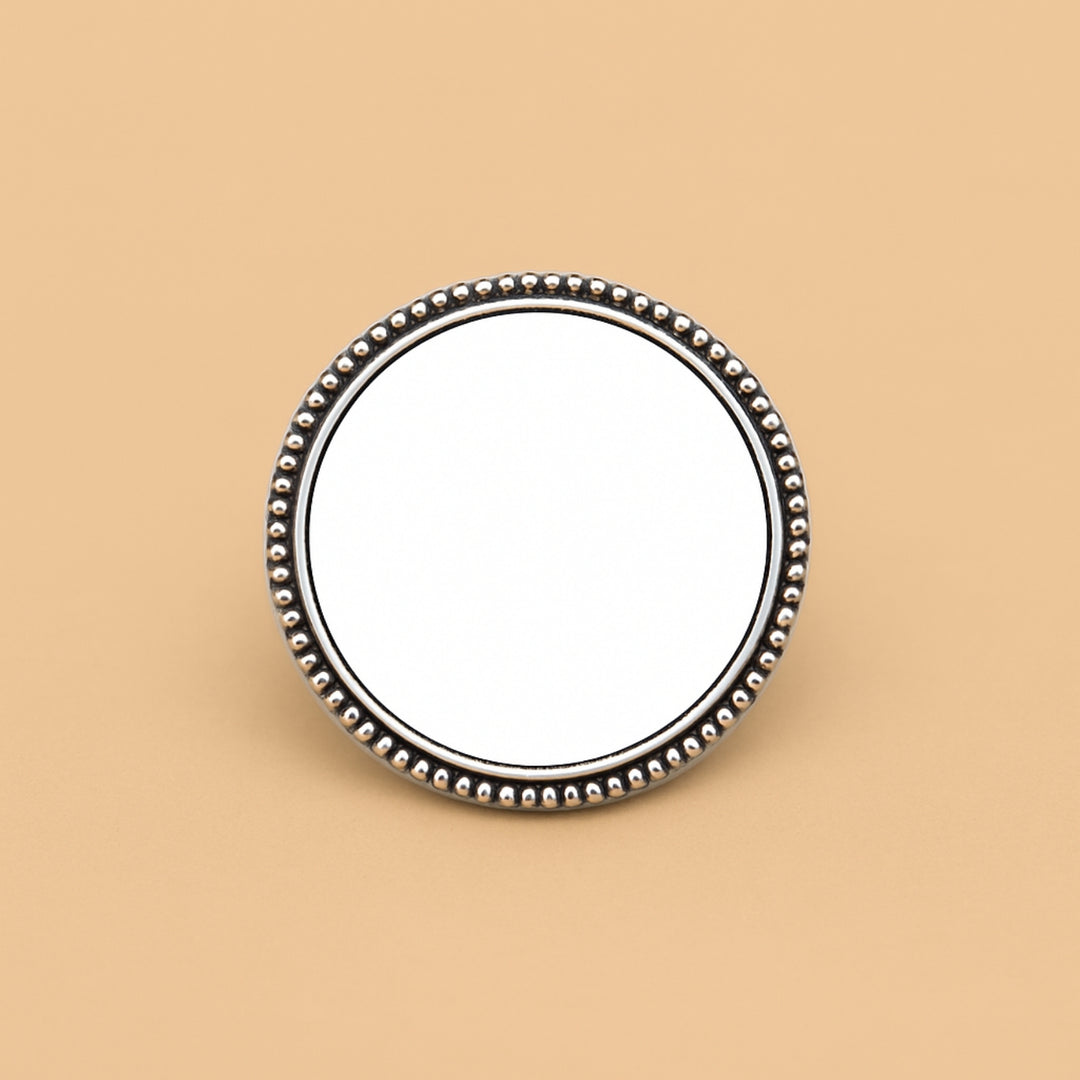Dreamwithreem personalized hair accessories with a circular silver design for custom styling
