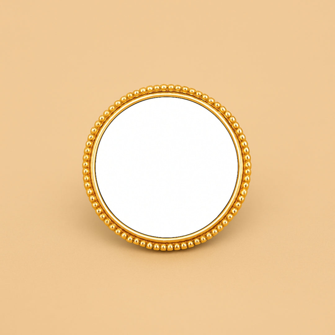 Gold Beaded Round Mirror from dreamwithreem for personalized hair accessories