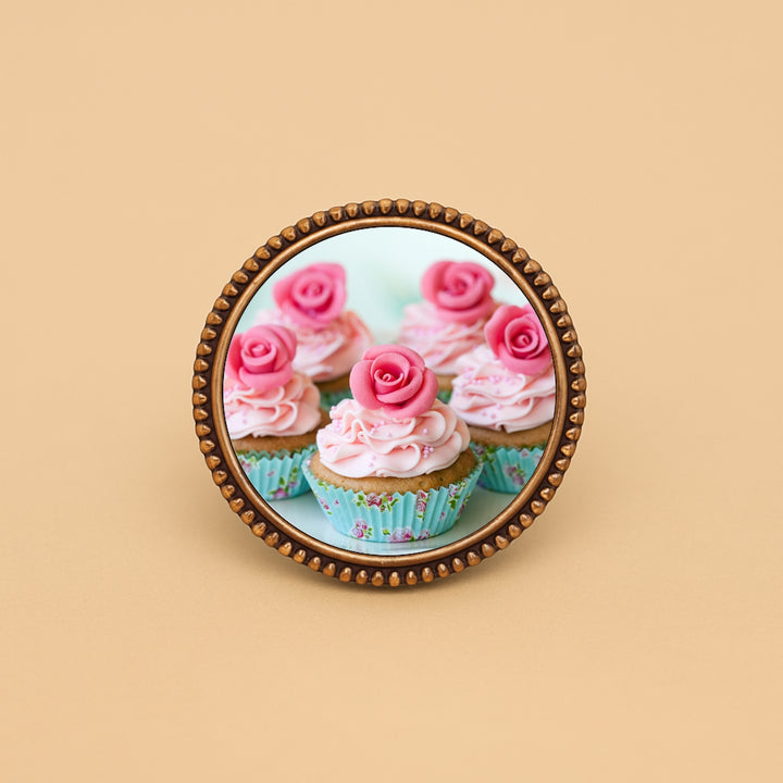 Dreamwithreem personalized hair accessories featuring a cupcake design with pink rose frosting