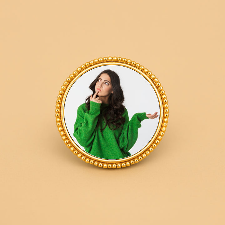 Dreamwithreem personalized hair accessories framed in a decorative gold design