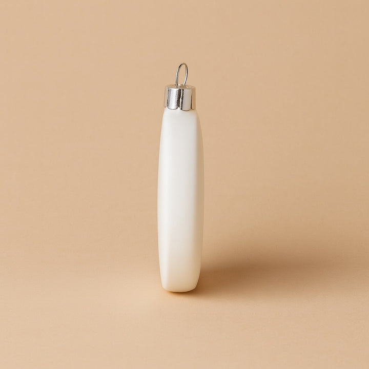 Elegant personalized holiday ornament in white, perfect for festive decorations and gift giving