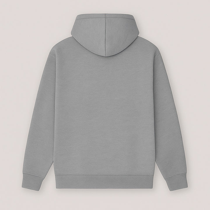 Back view of plain gray hoodie ideal for personalized hoodies online from dreamwithreem
