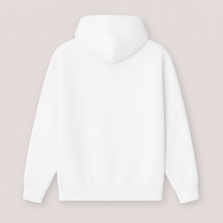 Back view of plain white hoodie for personalized hoodies online by dreamwithreem