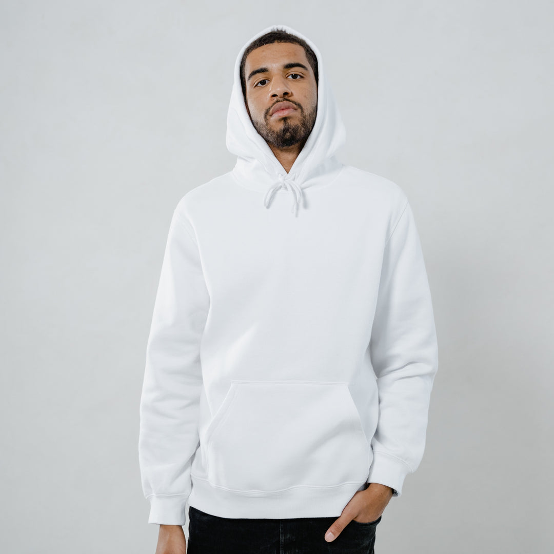 White Dreamwithreem personalized hoodies online with adjustable drawstring and front pocket