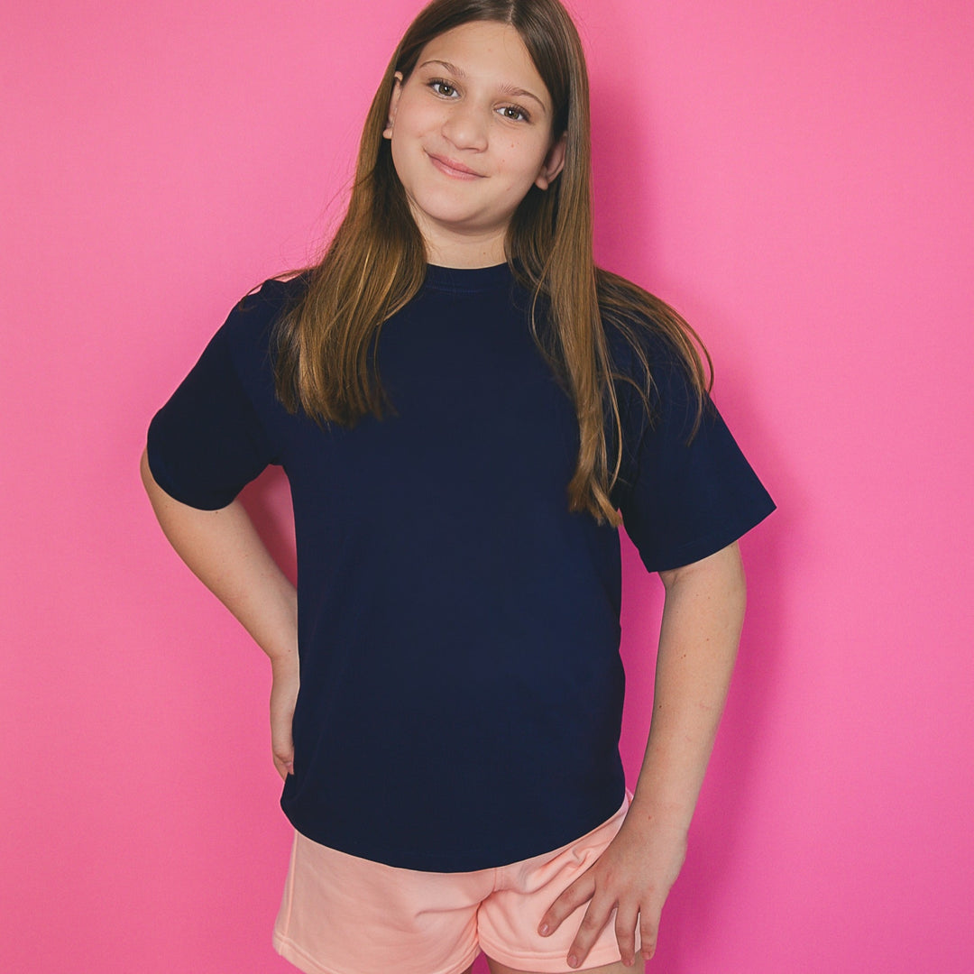 Custom navy blue personalized kids t shirt Dubai for comfortable and stylish wear