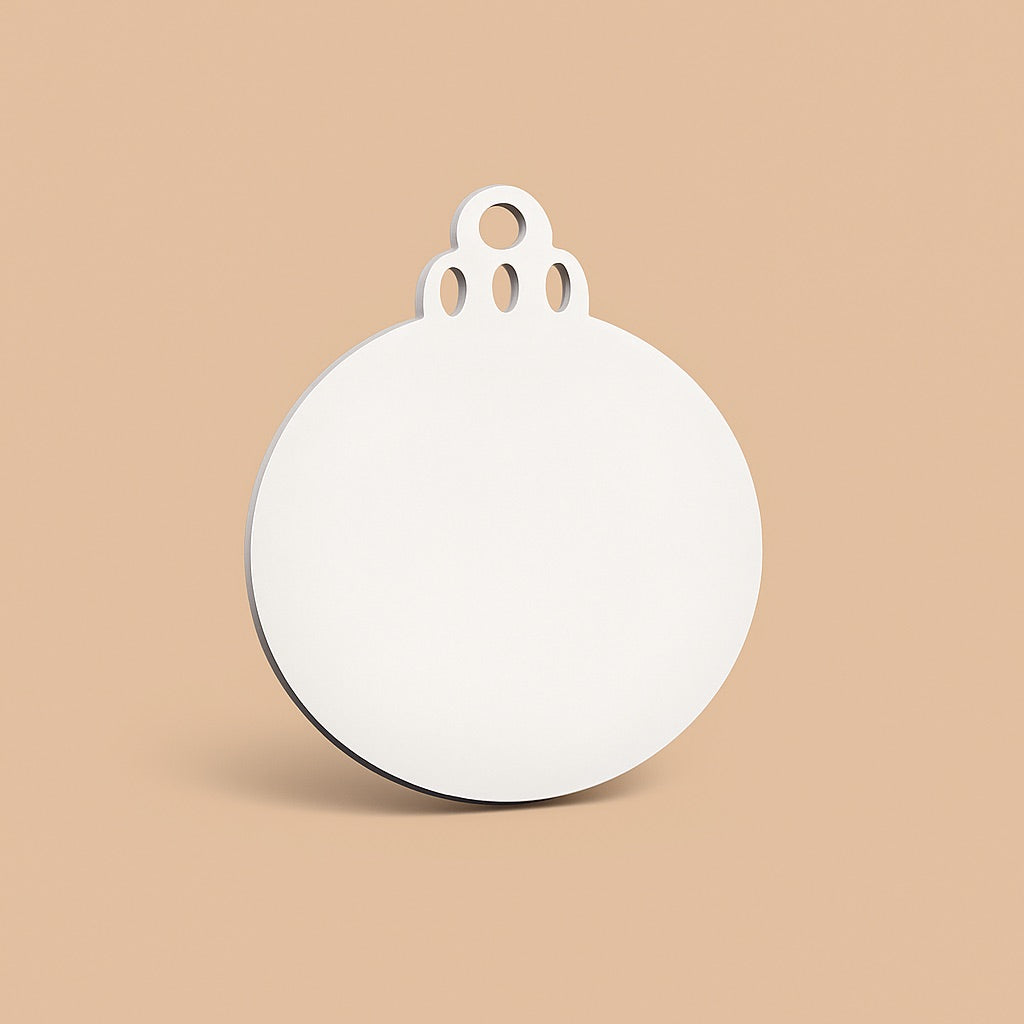 Blank personalized photo ornament ready for custom designs and holiday decorations