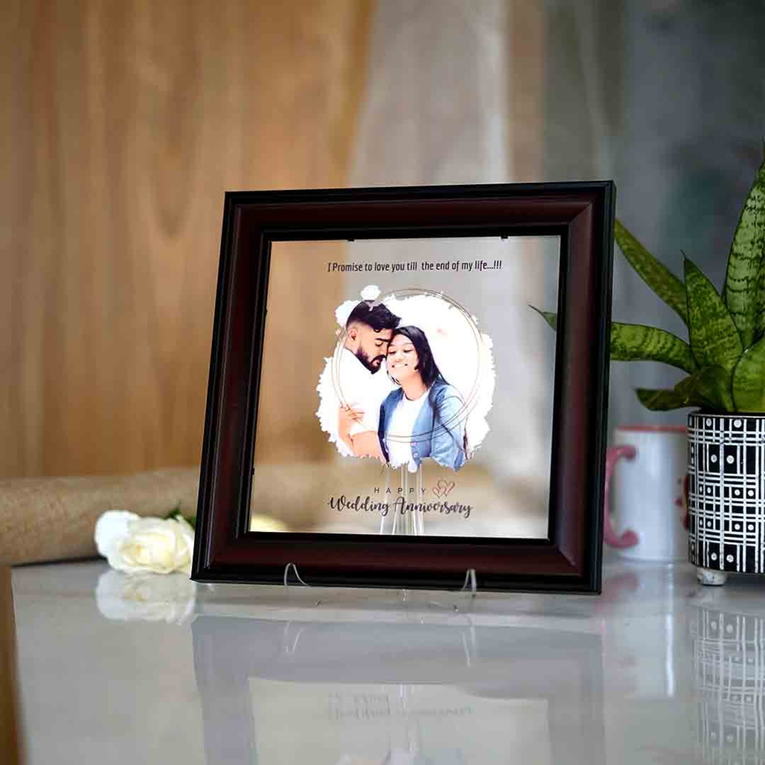 Personalized UV printed gifts Dubai, custom wedding anniversary photo frame with heartfelt message