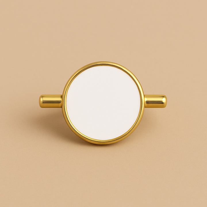 Gold personalized watch charm accessory with a smooth round design for customization