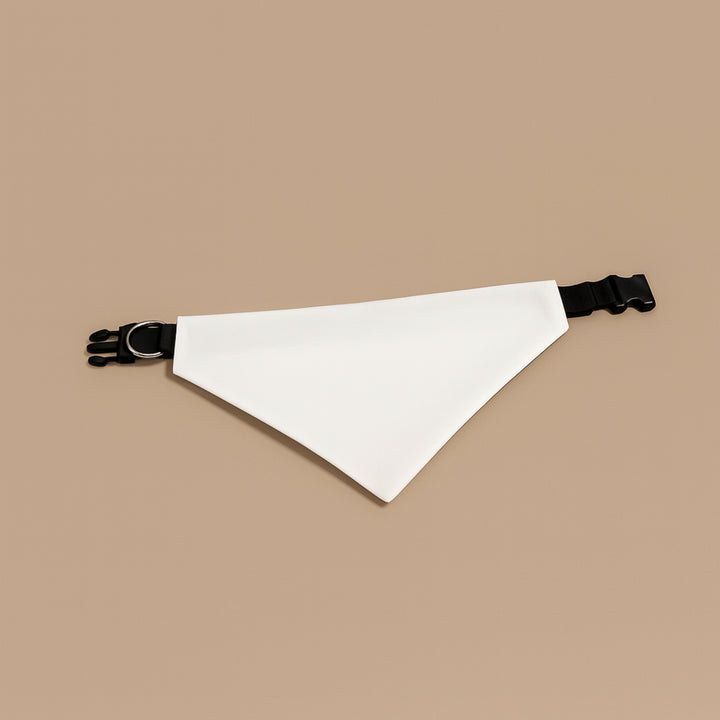 Premium printed dog scarf in white with adjustable strap for stylish pet accessories