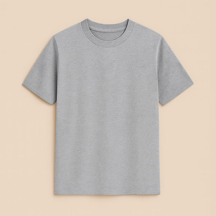 dreamwithreem grey crewneck custom t shirt on beige background personalized fashion t-shirt for casual wear