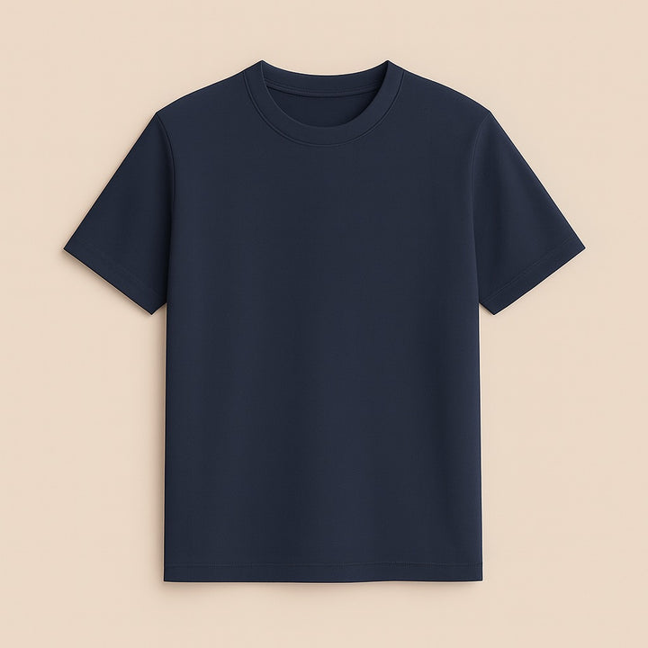 dreamwithreem navy blue crew neck short sleeve shirt flat lay personalized fashion t-shirt