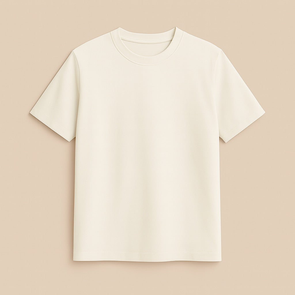 dreamwithreem cream crew neck short sleeve custom tee mockup personalized fashion t-shirt for casual wear
