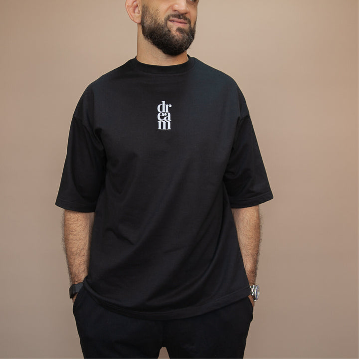 Custom black unique streetwear tee by dreamwithreem with short sleeves and a minimalist design