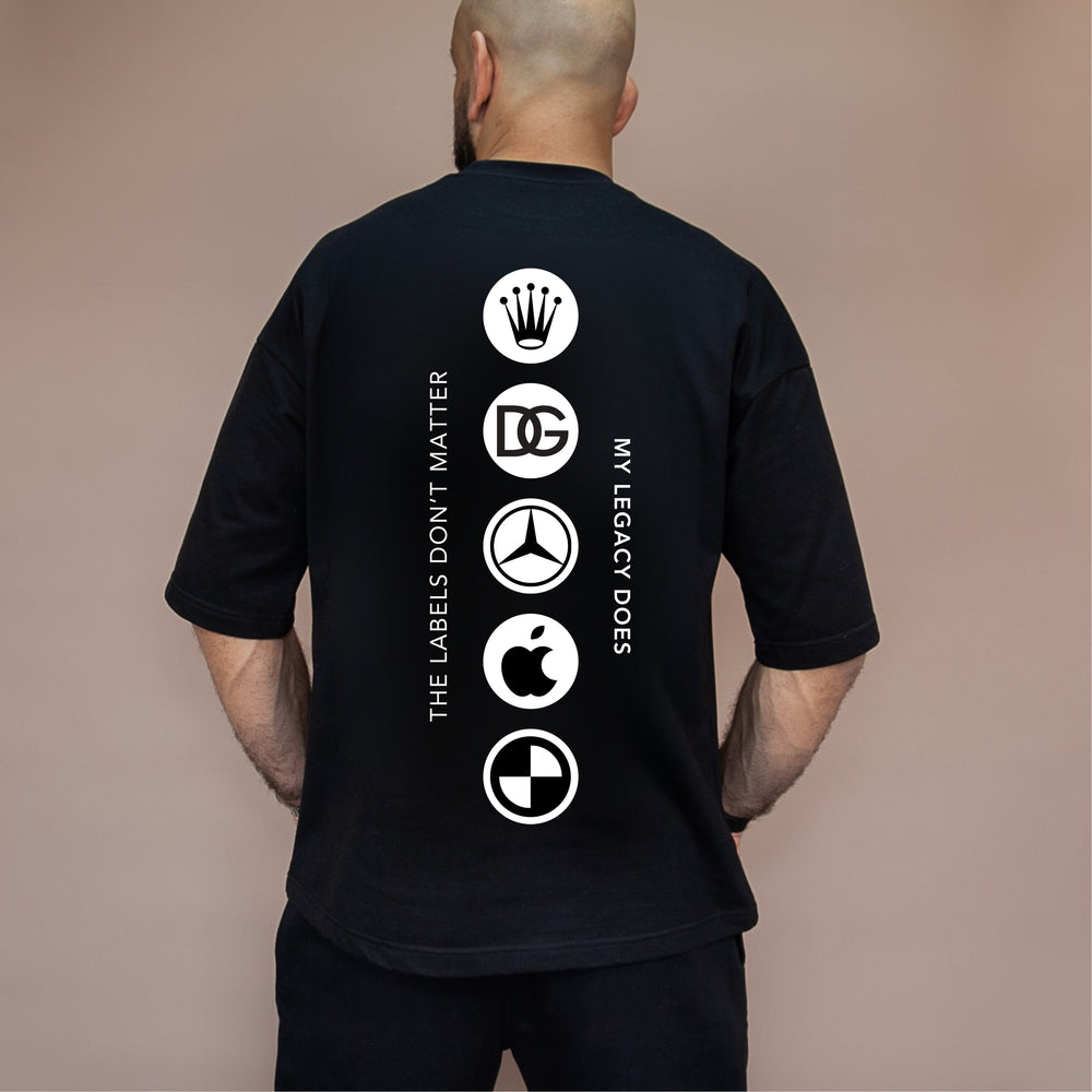 Custom black unique streetwear tee featuring bold graphics and inspiring text on the back