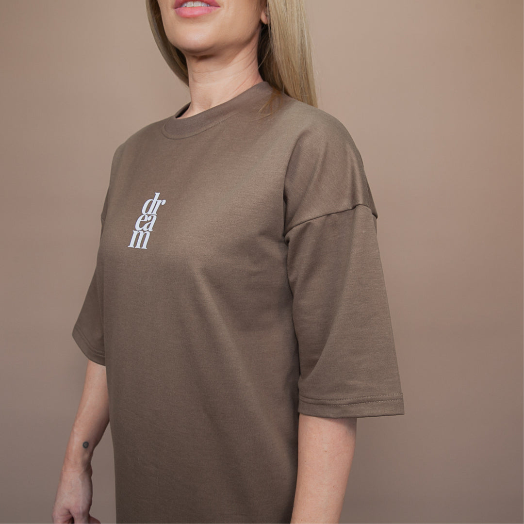 Brown Custom T-Shirt by dreamwithreem featuring minimalist design, perfect for a unique streetwear tee look