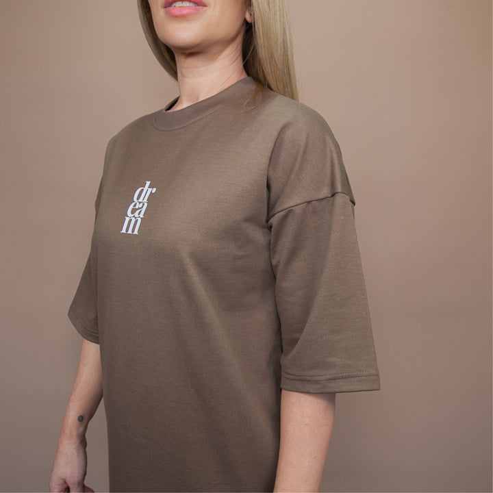 Brown Custom T-Shirt by dreamwithreem featuring minimalist design, perfect for a unique streetwear tee look