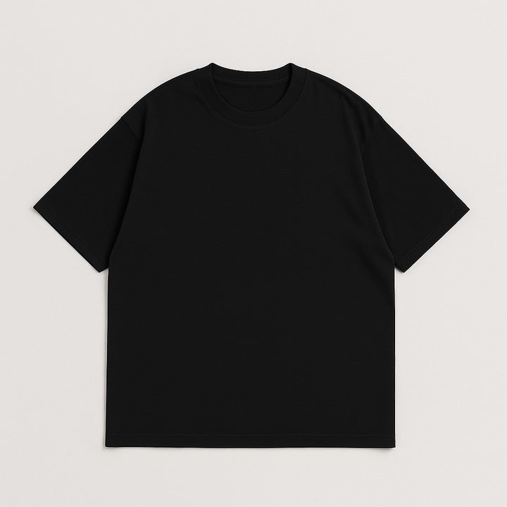 Black custom oversized tee with short sleeves and round neckline by dreamwithreem