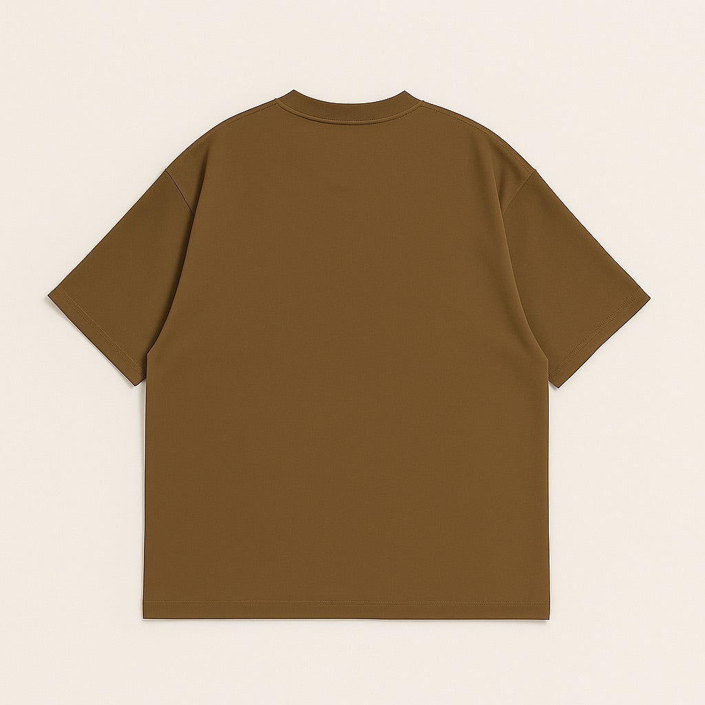 Brown plain custom oversized tee with short sleeves and relaxed fit by dreamwithreem