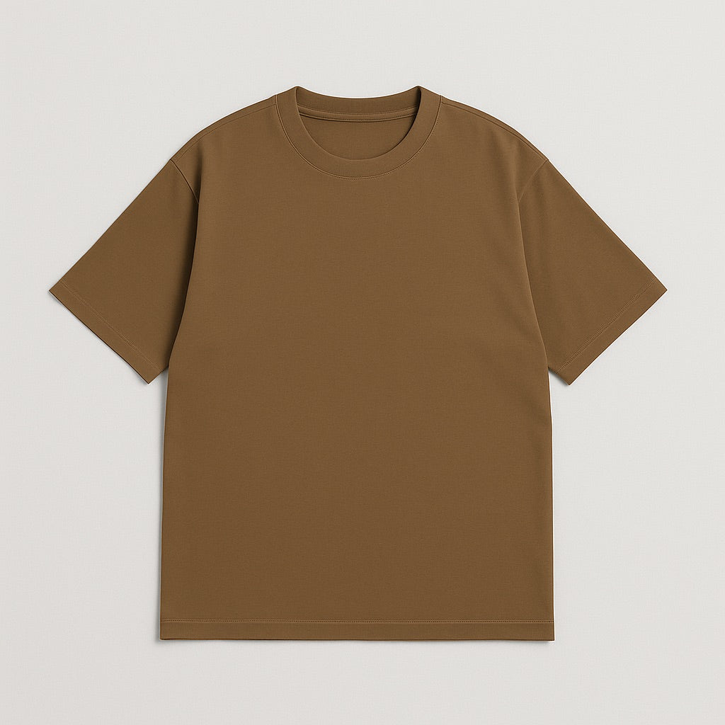 Brown custom oversized tee with short sleeves and round neckline by dreamwithreem