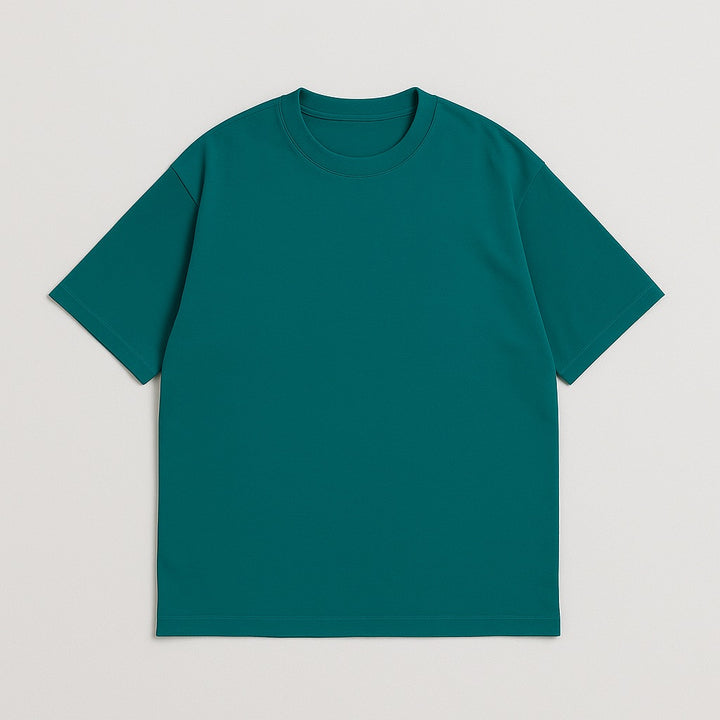 Green plain custom oversized tee with short sleeves and crew neck by dreamwithreem