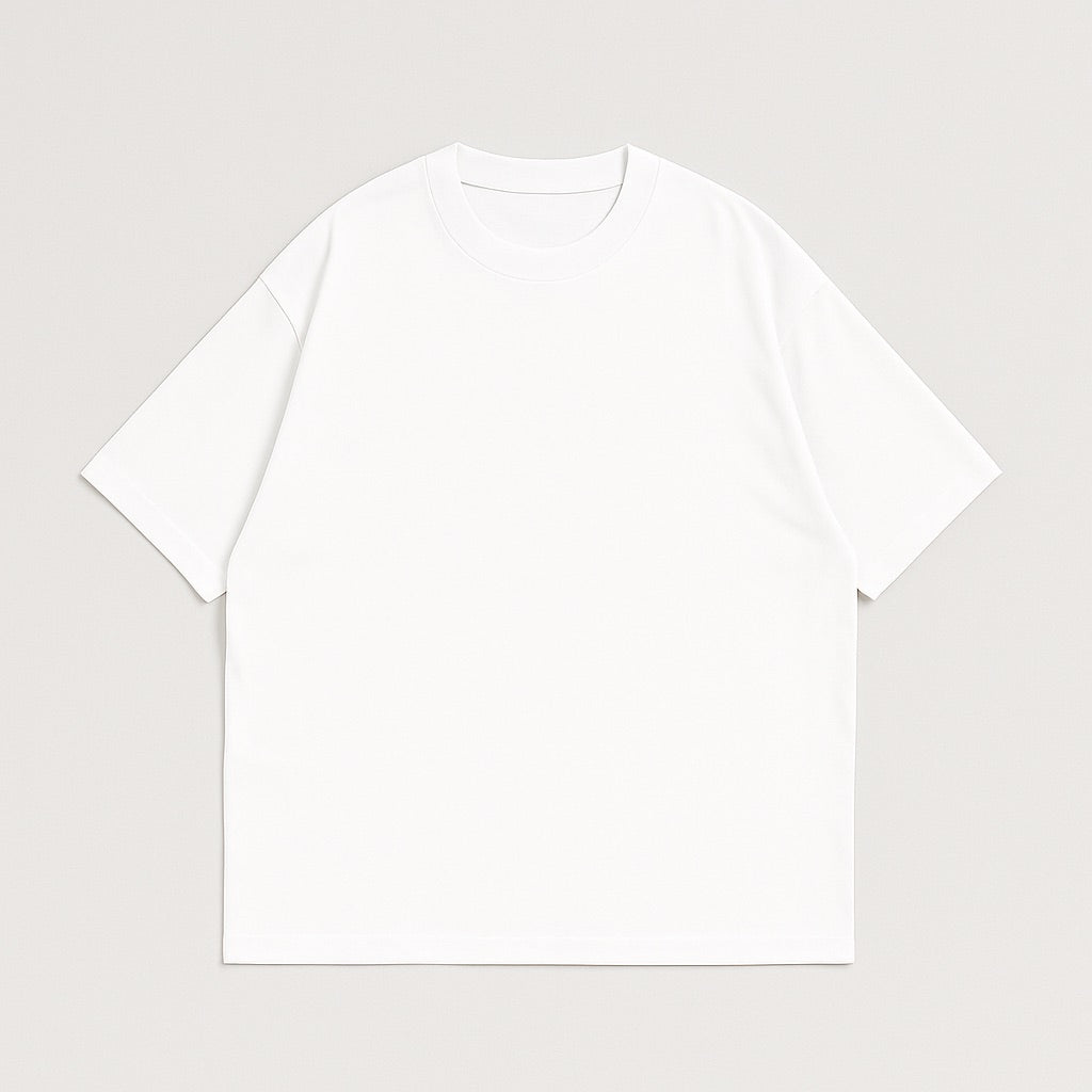 White custom oversized tee with short sleeves and relaxed fit by dreamwithreem