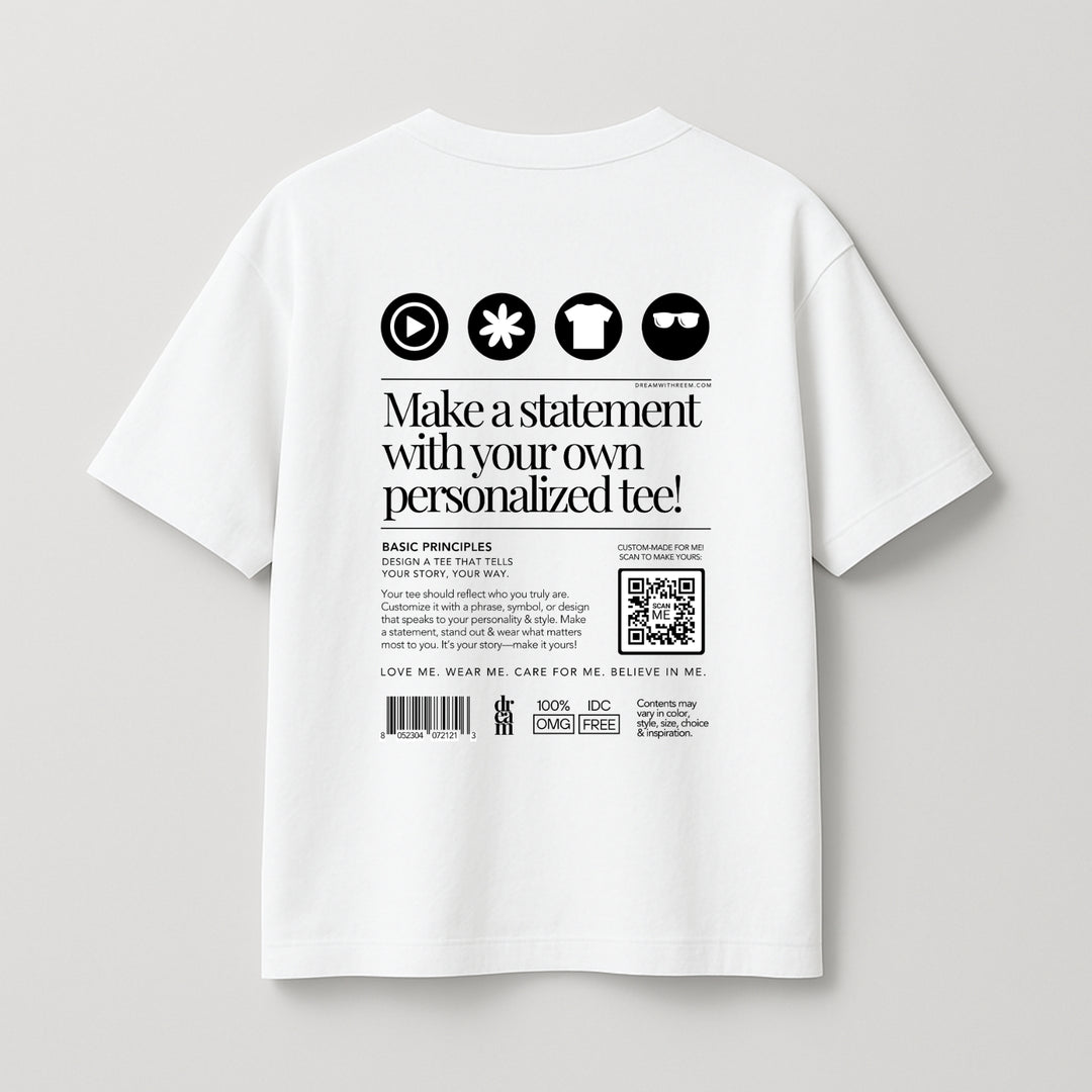 White custom statement t-shirt by dreamwithreem with personalized text and graphic design on back