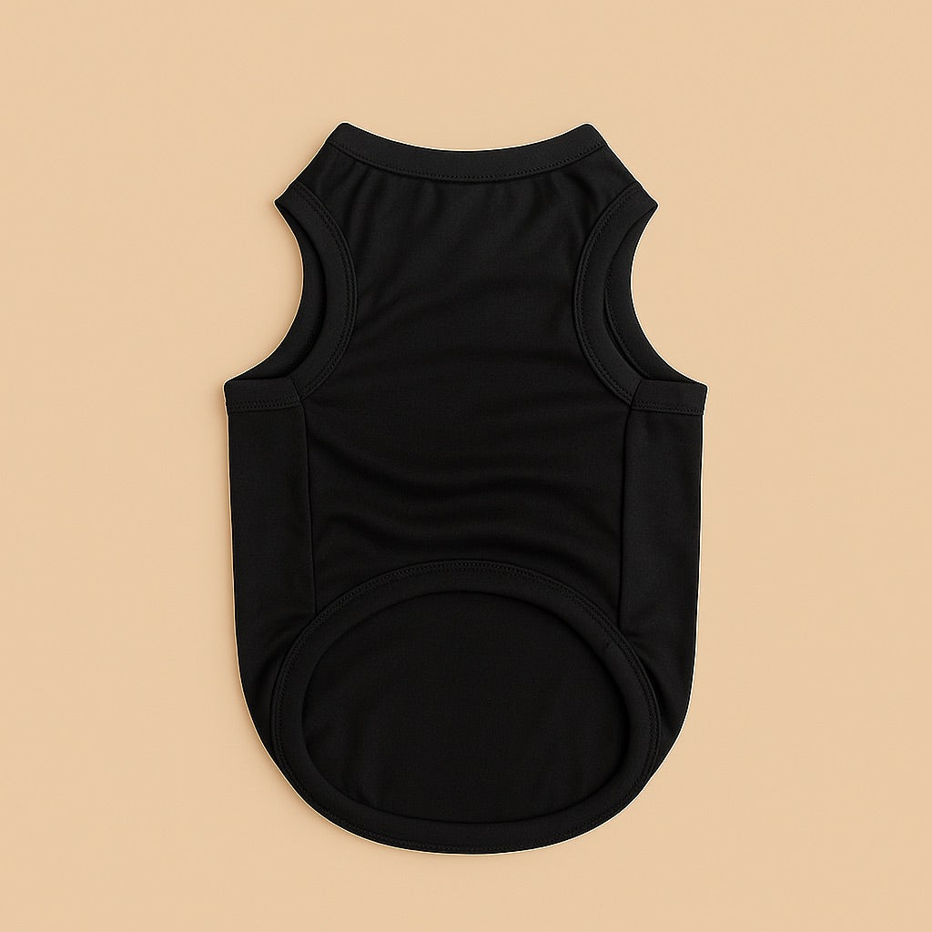 Black sleeveless personalized pet clothing tank top for small dogs and cats