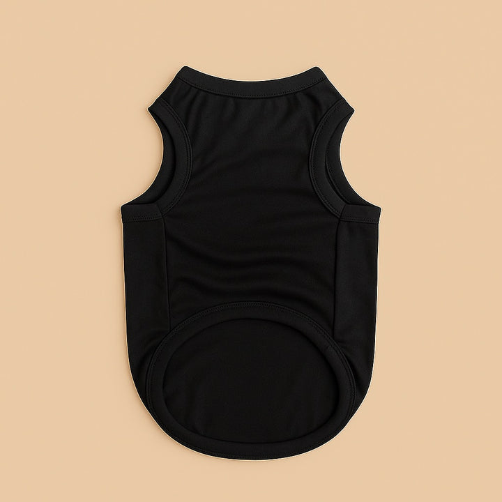 Black sleeveless personalized pet clothing tank top for small dogs and cats
