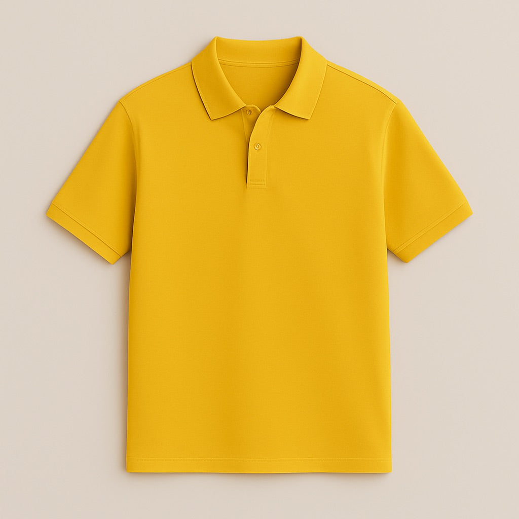 Yellow custom embroidered polo shirt by dreamwithreem with short sleeves and classic collar